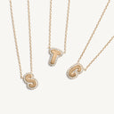 Bubble Initial Necklace with Diamonds