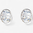 Bezel Set Solitaire Oval Stud Earrings