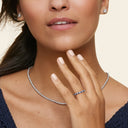 Round Diamond and Sapphire Half Eternity Band