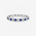 Round Diamond and Sapphire Half Eternity Band