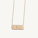 Bubble Name Necklace with Diamond Pavé Outline