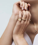 Pavé Diamond Initial Signet Ring