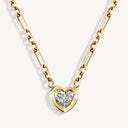 Heart Shape Solitaire Pendant with Mixed Link Chain