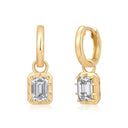 Georgian Emerald Lab Diamond Hoop Earrings