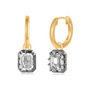 Georgian Emerald Lab Diamond Hoop Earrings