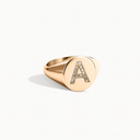 Pavé Diamond Initial Signet Ring