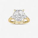 Elongated Cushion with Half Moon Side Stones Engagement Ring