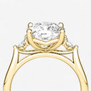 Elongated Cushion with Half Moon Side Stones Engagement Ring