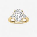 Oval with Half Moon Side Stones Engagement Ring