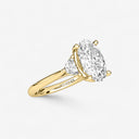 Oval with Half Moon Side Stones Engagement Ring