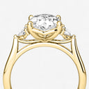 Oval with Half Moon Side Stones Engagement Ring