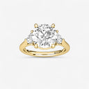 Round with Half Moon Side Stones Engagement Ring