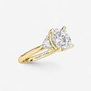 Round with Half Moon Side Stones Engagement Ring