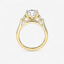 Round with Half Moon Side Stones Engagement Ring