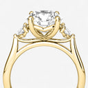 Round with Half Moon Side Stones Engagement Ring