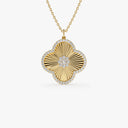 Textured Diamond Clover Pendant