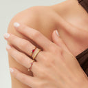 Clover Ruby and Diamond Eternity Band
