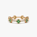 Clover Emerald and Diamond Eternity Band