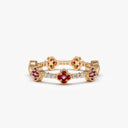 Clover Ruby and Diamond Eternity Band