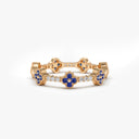 Clover Sapphire and Diamond Eternity Band