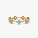 Clover Turquoise and Diamond Eternity Band