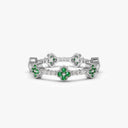 Clover Emerald and Diamond Eternity Band