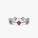 Clover Ruby and Diamond Eternity Band