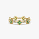 Clover Emerald and Diamond Eternity Band