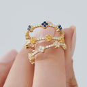 Clover Sapphire and Diamond Eternity Band