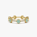 Clover Turquoise and Diamond Eternity Band