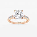 Elongated Cushion Graduated Side Stone Stone Engagement Ring