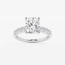 Elongated Cushion Graduated Side Stone Stone Engagement Ring