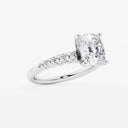 Elongated Cushion Graduated Side Stone Stone Engagement Ring