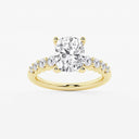 Elongated Cushion Graduated Side Stone Stone Engagement Ring