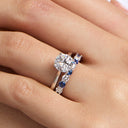 Round Diamond and Sapphire Half Eternity Band