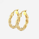 Twisted Round Gold Hoop Earrings