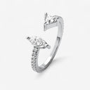Marquise and Trillion Open Mixed Cuff Ring with Side Stones