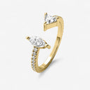 Marquise and Trillion Open Mixed Cuff Ring with Side Stones