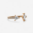Marquise and Trillion Open Mixed Cuff Ring with Side Stones