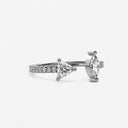 Marquise and Trillion Open Mixed Cuff Ring with Side Stones