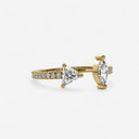 Marquise and Trillion Open Mixed Cuff Ring with Side Stones