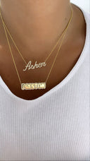 Bubble Name Necklace with Diamond Pavé Outline