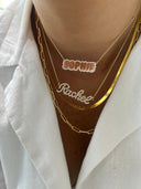 Bubble Name Necklace with Diamond Pavé Outline