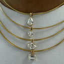 Heart Shape Solitaire Pendant with Omega Chain