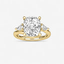 Elongated Cushion with Pear Side Stones Engagement Ring