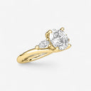 Round with Pear Side Stones Engagement Ring