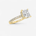 Asscher Hidden Halo Side Stone Engagement Ring