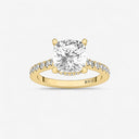 Cushion Hidden Halo Side Stone Engagement Ring