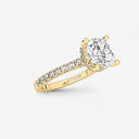 Cushion Hidden Halo Side Stone Engagement Ring
