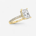 Emerald Hidden Halo Side Stone Engagement Ring